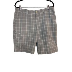 Grand Slam Golf Shorts Size 36 Gray White Plaid Inseam 10" Comfort Breathable‎